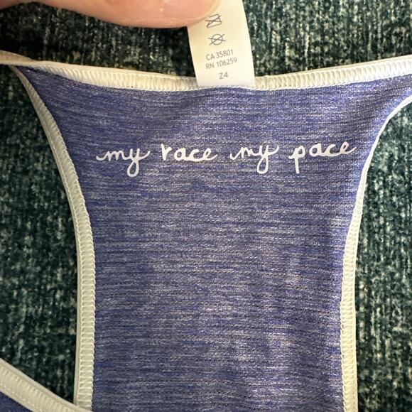 Lululemon Women’s Time To Sweat Tank Top My Race My Pace Running Gym Blue Size 6 - Picture 6 of 8